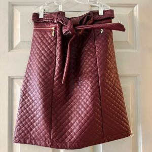 Faux Leather Skirt - Burgundy - Small (Soho Apparel)